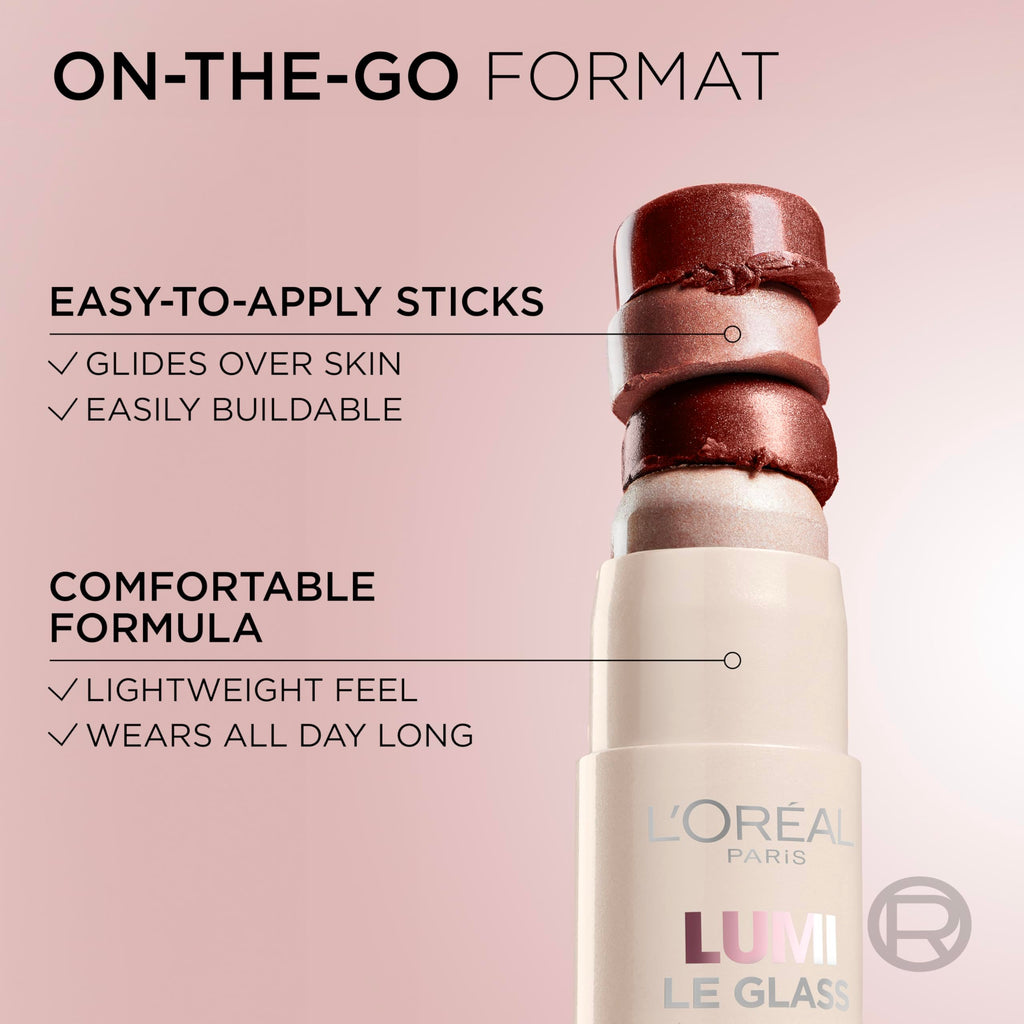 L'Oreal Paris True Match Lumi Le Glass Highlighter Stick, Reflective, Translucent, Glassy Highlighter for Face and Body, 620 Pink Ballet, 0.17 Oz L'Oreal ParisBuy Supplements Australia
