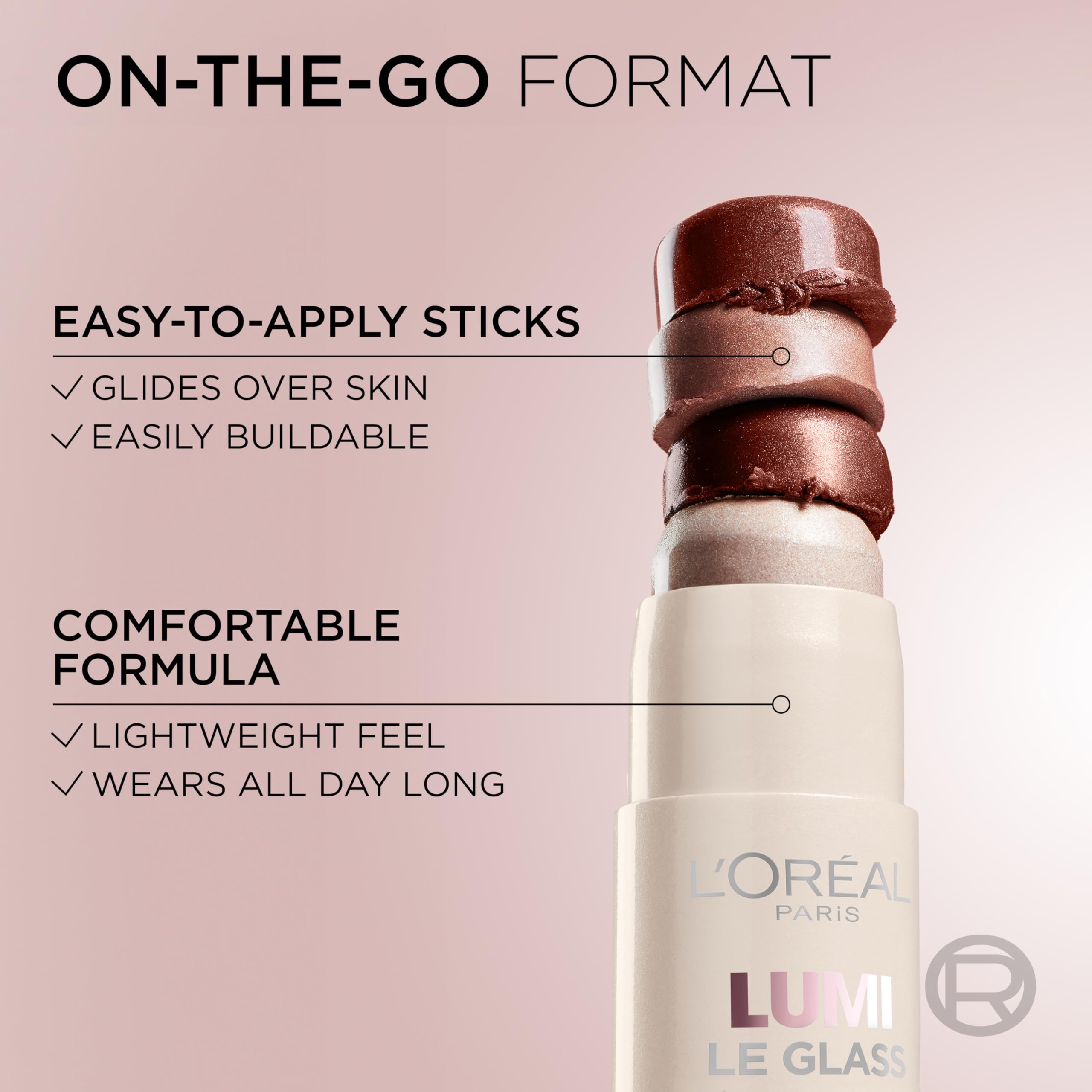 L'Oreal Paris True Match Lumi Le Glass Highlighter Stick, Reflective, Translucent, Glassy Highlighter for Face and Body, 620 Pink Ballet, 0.17 Oz L'Oreal ParisBuy Supplements Australia
