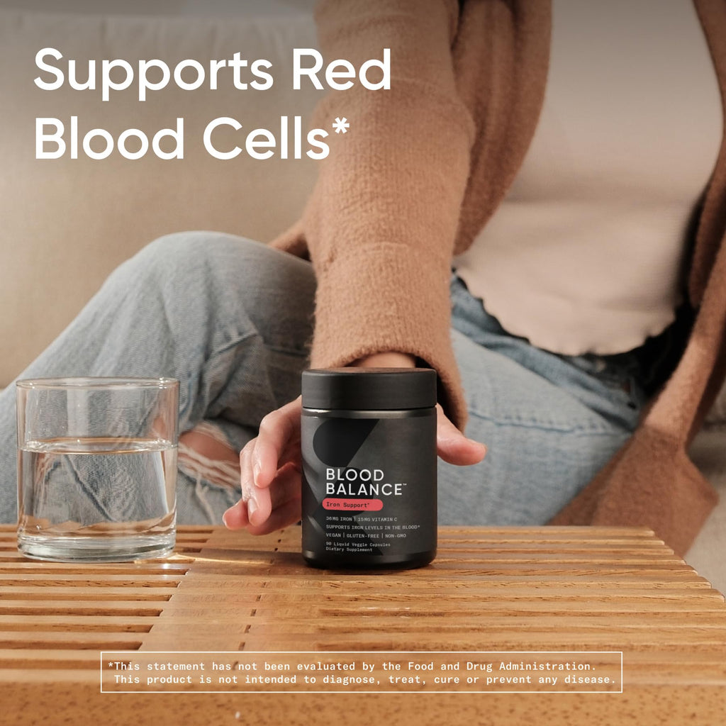 Sports Research® Blood Balance Iron Supplement - 36 MG Iron + Folate & Vitamin C for Absorption - Red Blood Cell Support for Women & Men* - Vegan Certified · Non-GMO · Gluten-Free - 90 Capsules Sports Research buy supplements Au