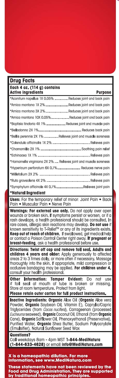 T-Relief Pain Relief cream,[114g] 4 oz MediNaturaBuy Supplements Australia