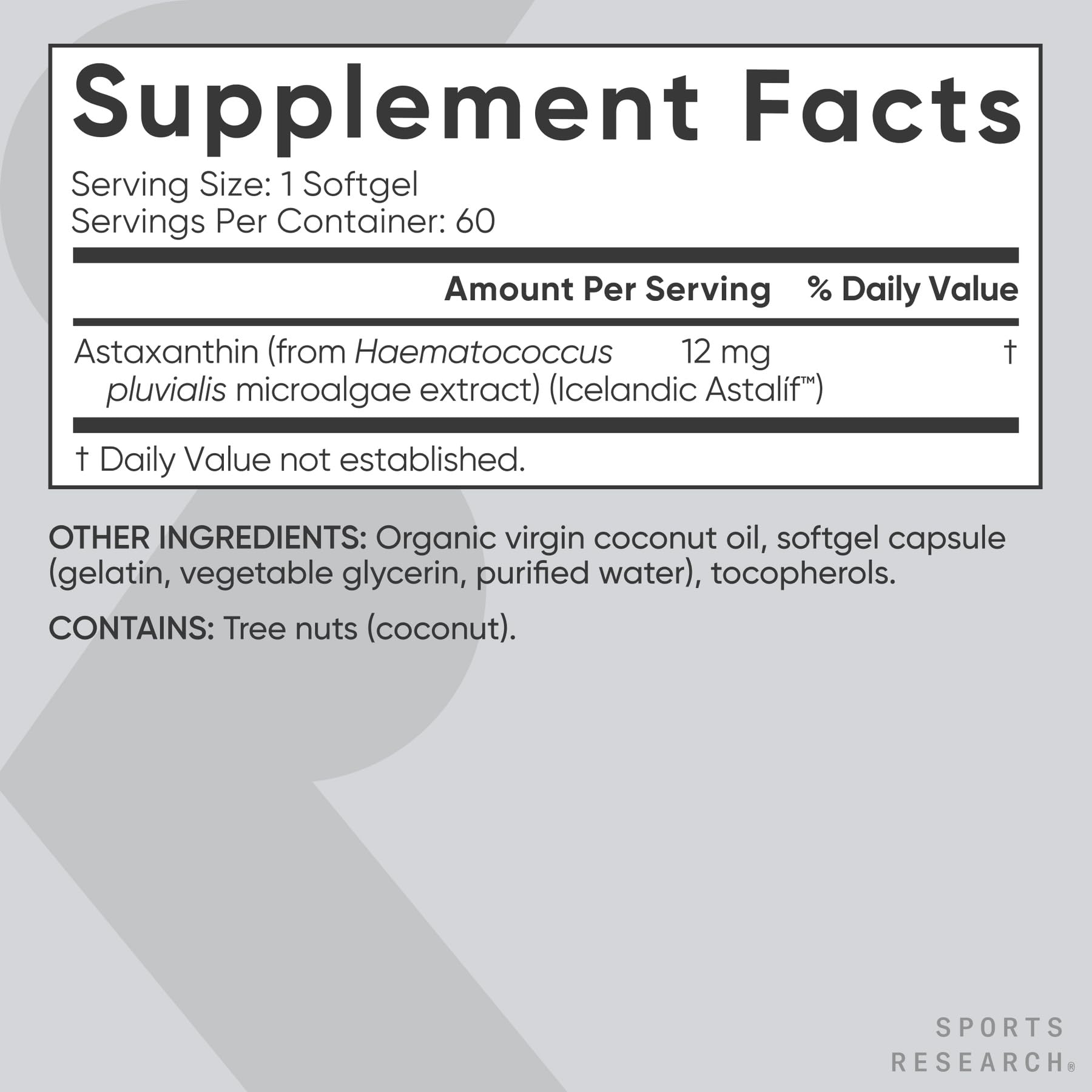 Sports Research® Triple Strength Astaxanthin 12mg w/Organic Coconut Oil - Antioxidant Supplement for Skin & Eye Health Support* - Soy Free · Non-GMO · Gluten Free - 60 Softgels Sports Research buy supplements Au