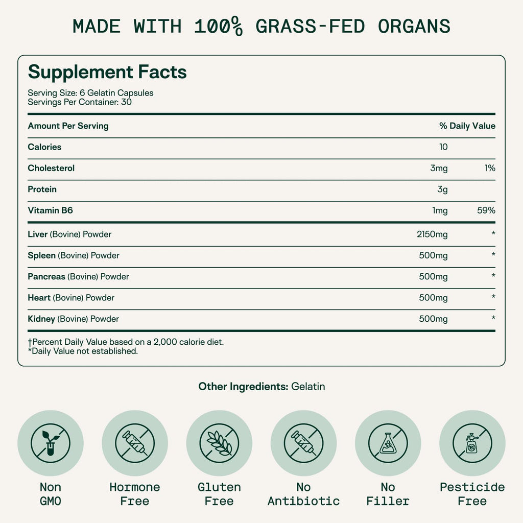 Adapt Naturals Organ Supplement, Bioavailable Grass Fed Beef Liver Capsules, Blend of Liver, Heart, Kidney, Pancreas & Spleen, Support Liver Cleanse Detox & Repair | Source of CoQ10-30 Days Supply ADAPT NATURALS BY CHRIS KRESSERBuy Supplements Australia