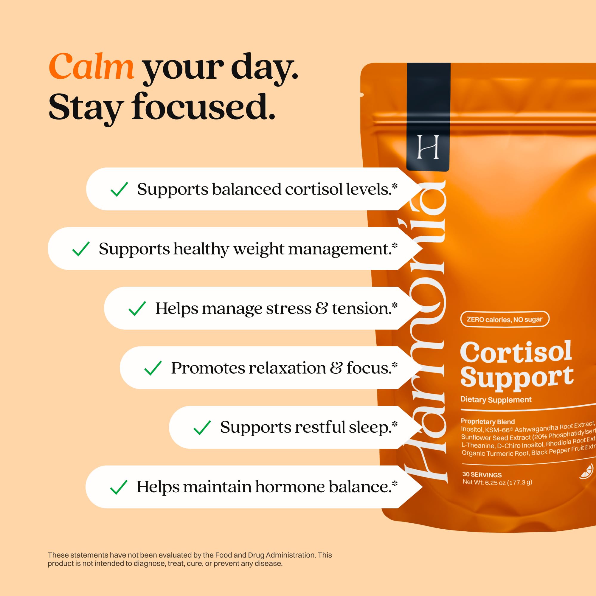 Harmonia Cortisol Cocktail | Cortisol Supplements for Women & Men with Ashwagandha, Magnesium & L-Theanine | Drink Harmonia for Stress Relief, Weight Management & Sleep Support (1 Pack x 30 Servings) HARMONÍABuy Supplements Australia