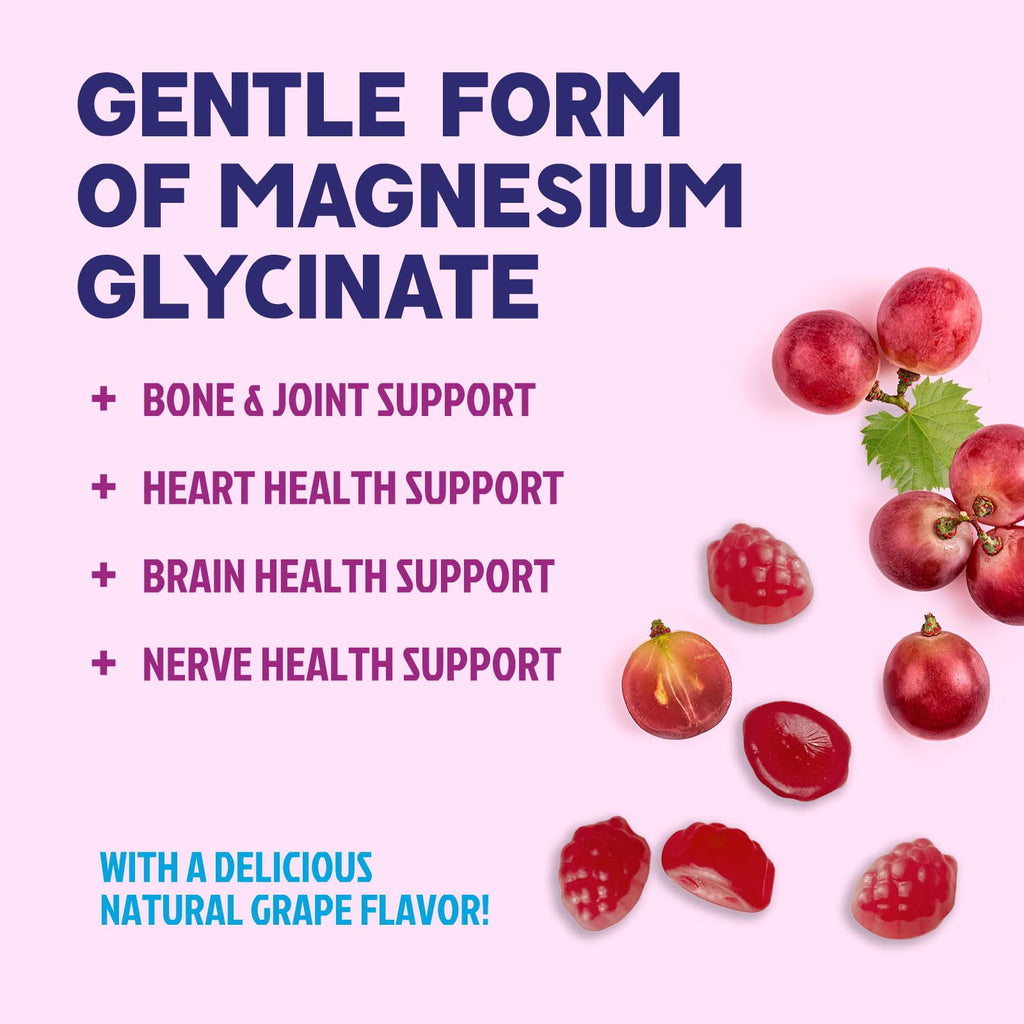 Magnesium Glycinate Gummies - Sugar Free - 100% Chelated Magnesium Gummy Supplement for Max Absorption - for Sleep Support & Heart, Muscle & Bone Health - Gentle on Stomach, Grape Flavor - 60 Gummies Nature's PeakBuy Supplements Australia