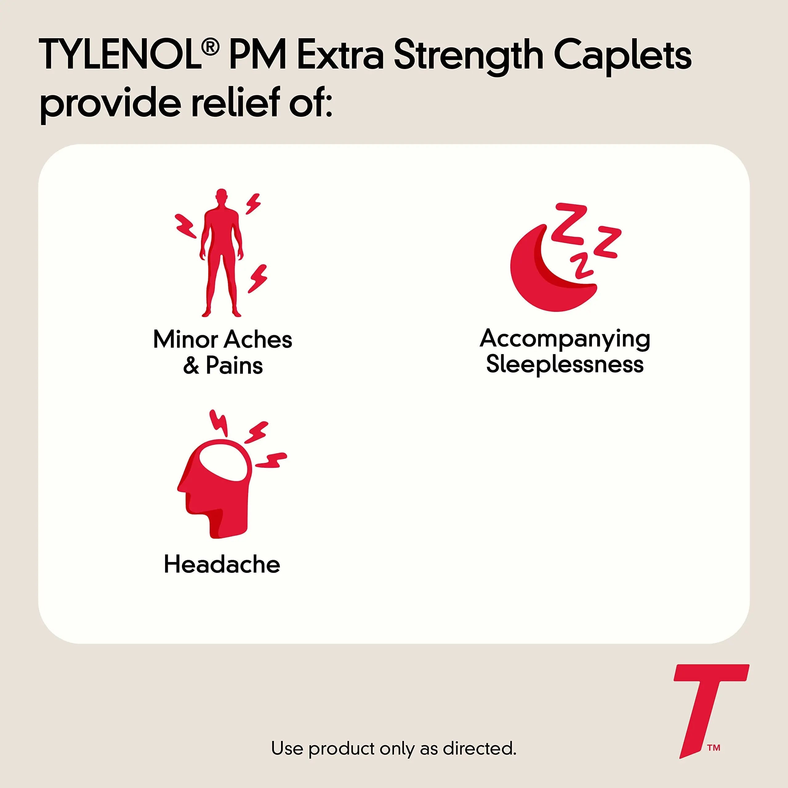 Tylenol PM Extra Strength Nighttime Pain Reliever & Sleep Aid Caplets, 500 mg Acetaminophen & 25 mg Diphenhydramine HCl, Relief for Nighttime Aches & Pains, Non-Habit Forming, 150 ct TylenolBuy Supplements Australia