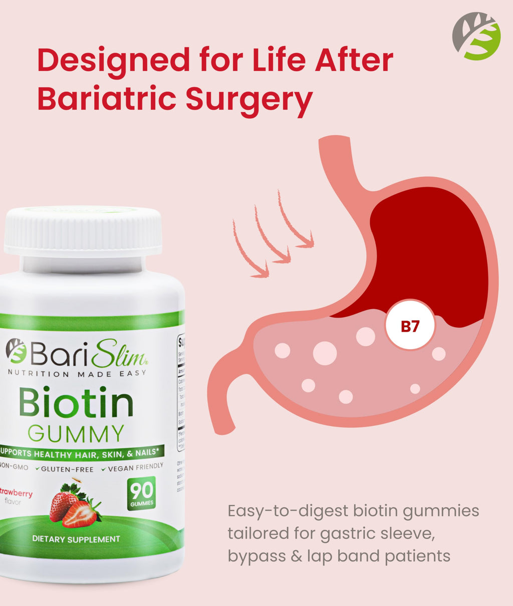 BariSlim Bariatric Vitamin Biotin Gummies - Specially Formulated Gummy Vitamin for Patients After Weight Loss Surgery - Easy to Digest and Great Tasting Fruit Flavors | 90 Fruit Chews BariSlim buy supplements Au