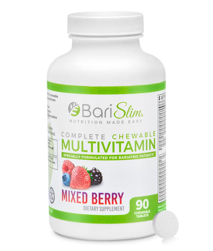BariSlim Complete Chewable Bariatric Multivitamin Tablets - 45 mg Iron - Bariatric Vitamin & Supplement for Post Bariatric Surgery Including Gastric Bypass & Gastric Sleeve | Mixed Berry | 90 Tablets BariSlim buy supplements Au