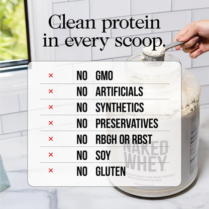NAKED Chocolate Whey Isolate Protein - Only 6 Ingredients, 30g Grass-Fed Protein, Undenatured, No GMO, No Soy, Gluten-Free, No Preservatives - 24 Servings