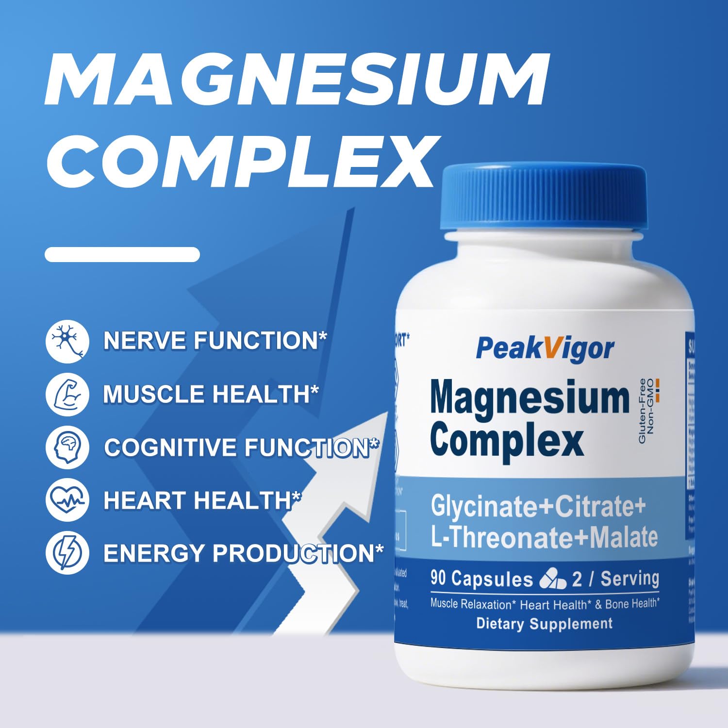 5 in 1 Magnesium Complex, 976mg Complex with Magnesium Glycinate, Citrate, Malate & L-Threonate, Vitamin B6 for High Absorption, Third Party Tested, Gluten-Free, Easy-Swallow Vegan Capsule PeakVigor buy supplements Au