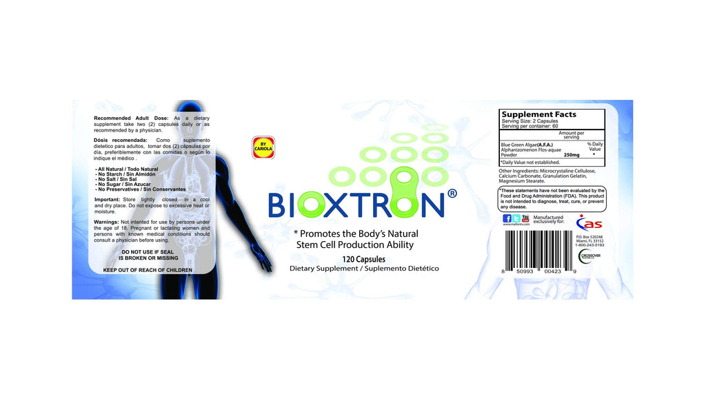 Bioxtron Natural AFA Stem Cell Supplement - Joint Support & Muscle Pain - Immune System Support - Natural Blue Green Algae Spirulina - 120 Caps BioxtronBuy Supplements Australia