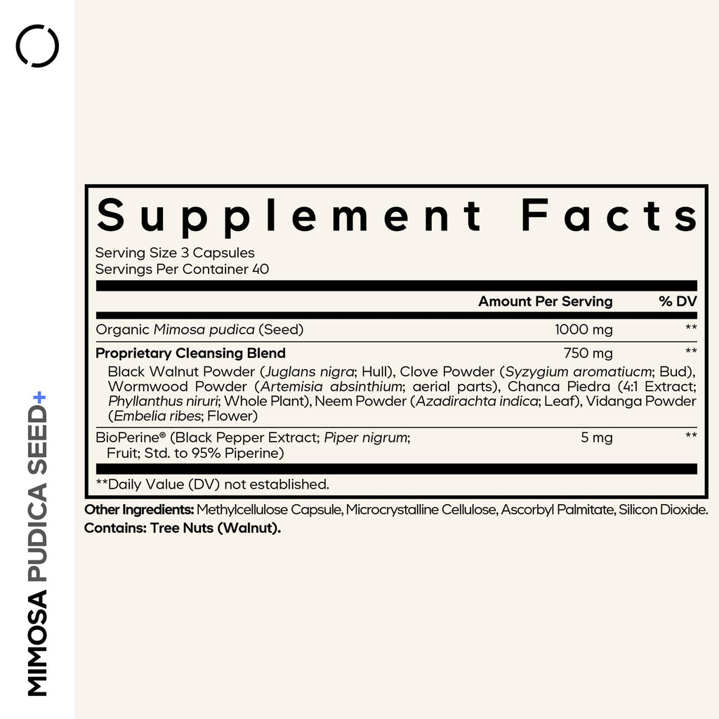 Codeage Organic Mimosa Pudica Seed Capsules - Mimosa Pudica Seeds Supplement - Black Walnut, Cloves, Vidanga, Neem, BioPerine - All in One - Sensitive Plant Pills - Non-GMO & Vegan - 120 Capsules CodeageBuy Supplements Australia