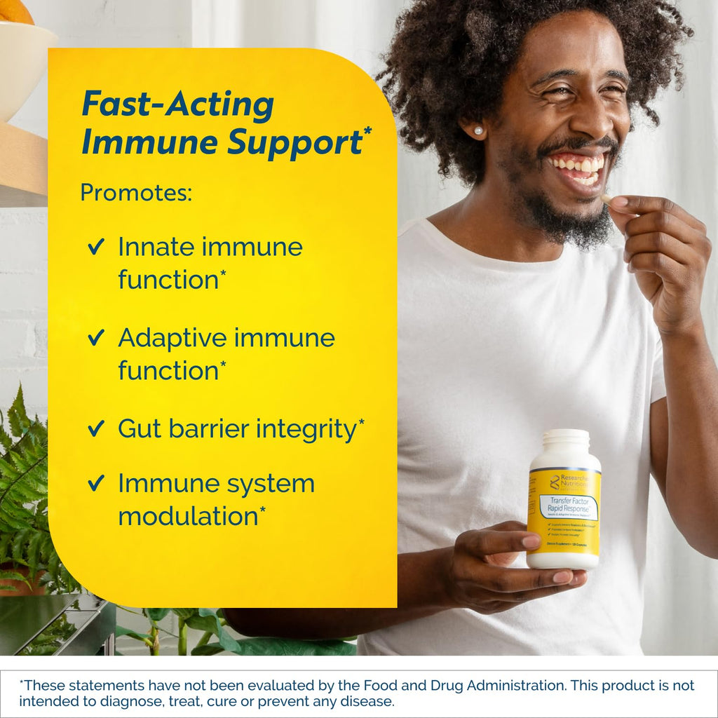 Researched Nutritionals Transfer Factor Rapid Response Immune Support Supplement - Colostrum Blend with Beta Glucan, IP-6 & Lactoferrin, Fast-Acting Innate & Adaptive Immune Modulation (120 Capsules) Researched NutritionalsBuy Supplements Australia