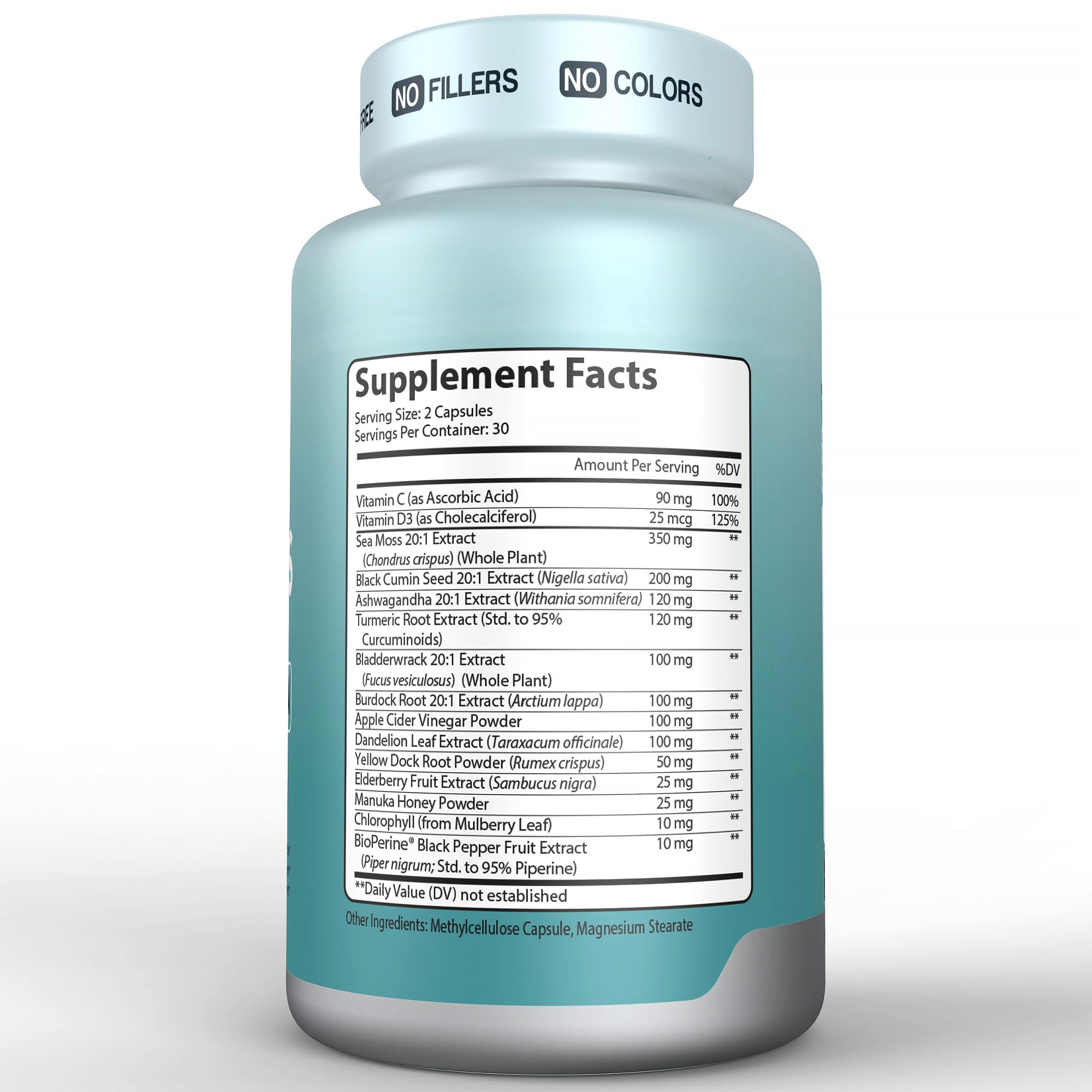 Herbtonics Sea Moss, Black Cumin Seed, Ashwagandha, Burdock Root & ACV Complex | Manage Immunity, Stress & Digestion Support | 60 Capsules (2 Capsules Per Serving) HerbtonicsBuy Supplements Australia