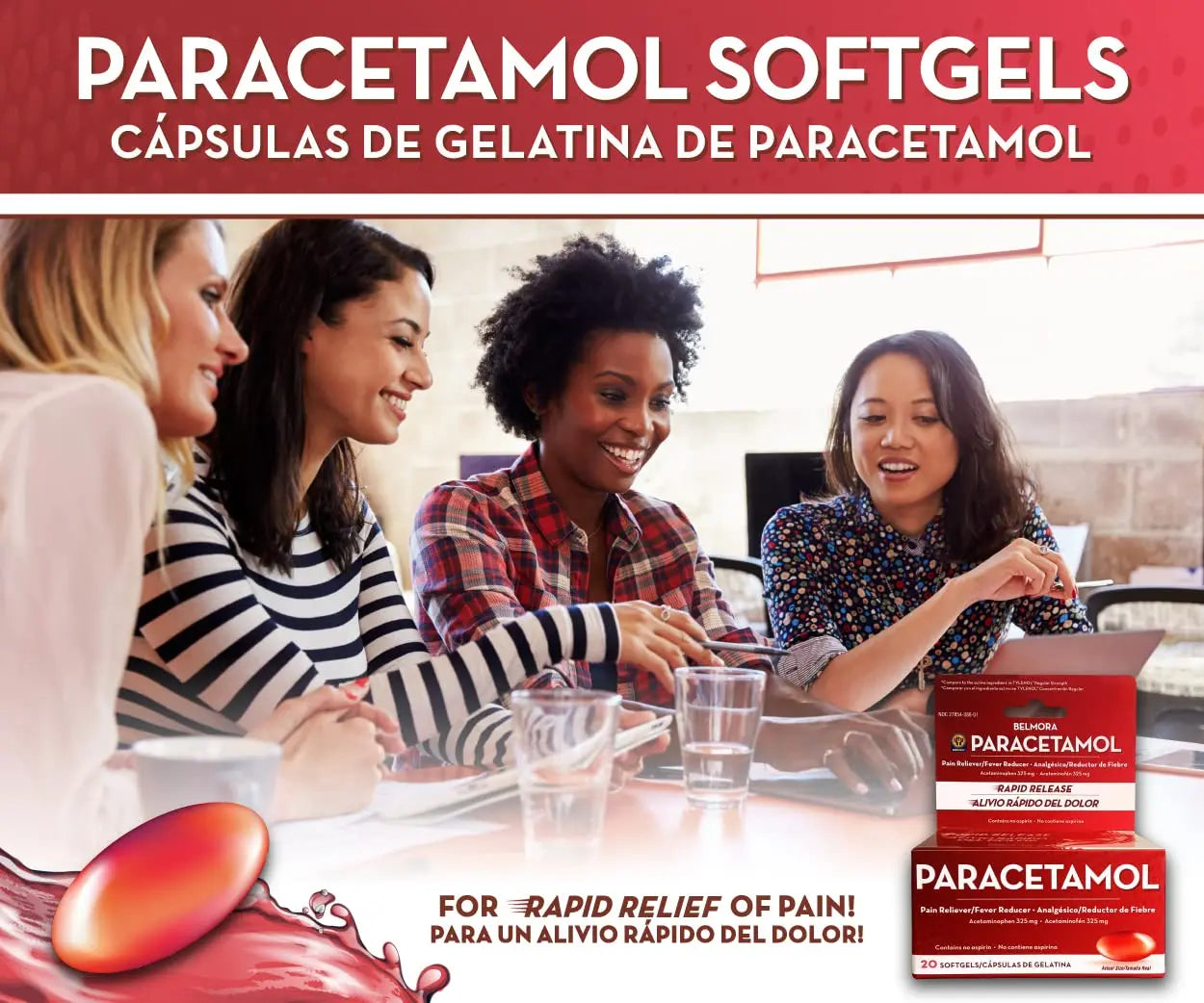 Belmora Paracetamol Acetaminophen 325mg 20 Softgels for Pain Relief, Liquid Filled Capsules for Rapid Release, Fever Reducer for Adults Extra Strength Belmora paracetamolBuy Supplements Australia