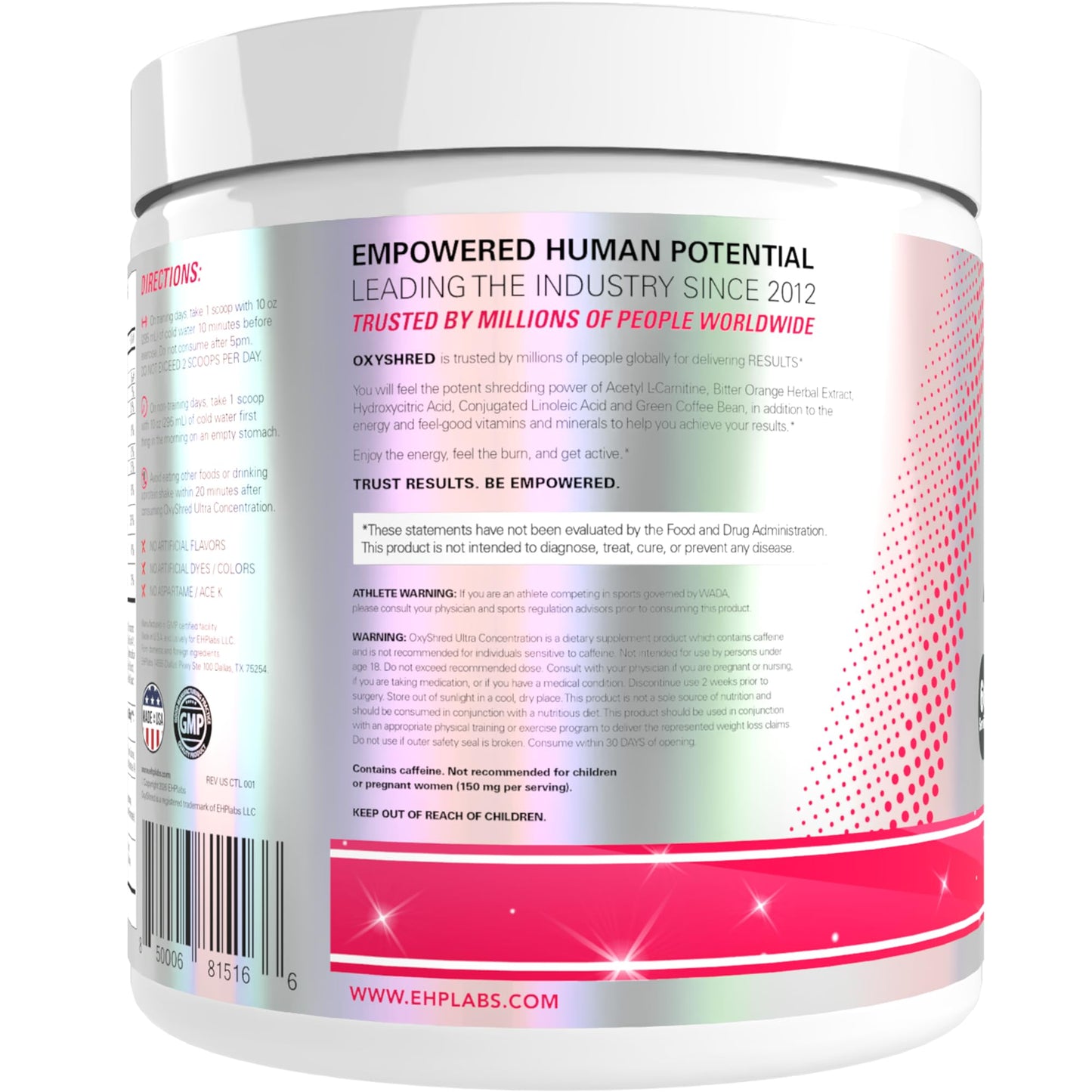 EHP Labs OxyShred Pre Workout Powder - Preworkout Powder with L Glutamine & Acetyl L Carnitine, Energy Boost Drink - Cosmic Blast, 60 Servings