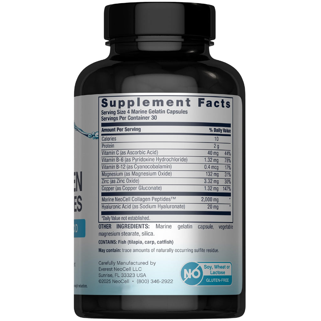 NeoCell Marine Collagen Peptides Capsules | 120 Pills | with Hyaluronic Acid | Plus Vitamin C | for Women and Men NeoCell buy supplements Au
