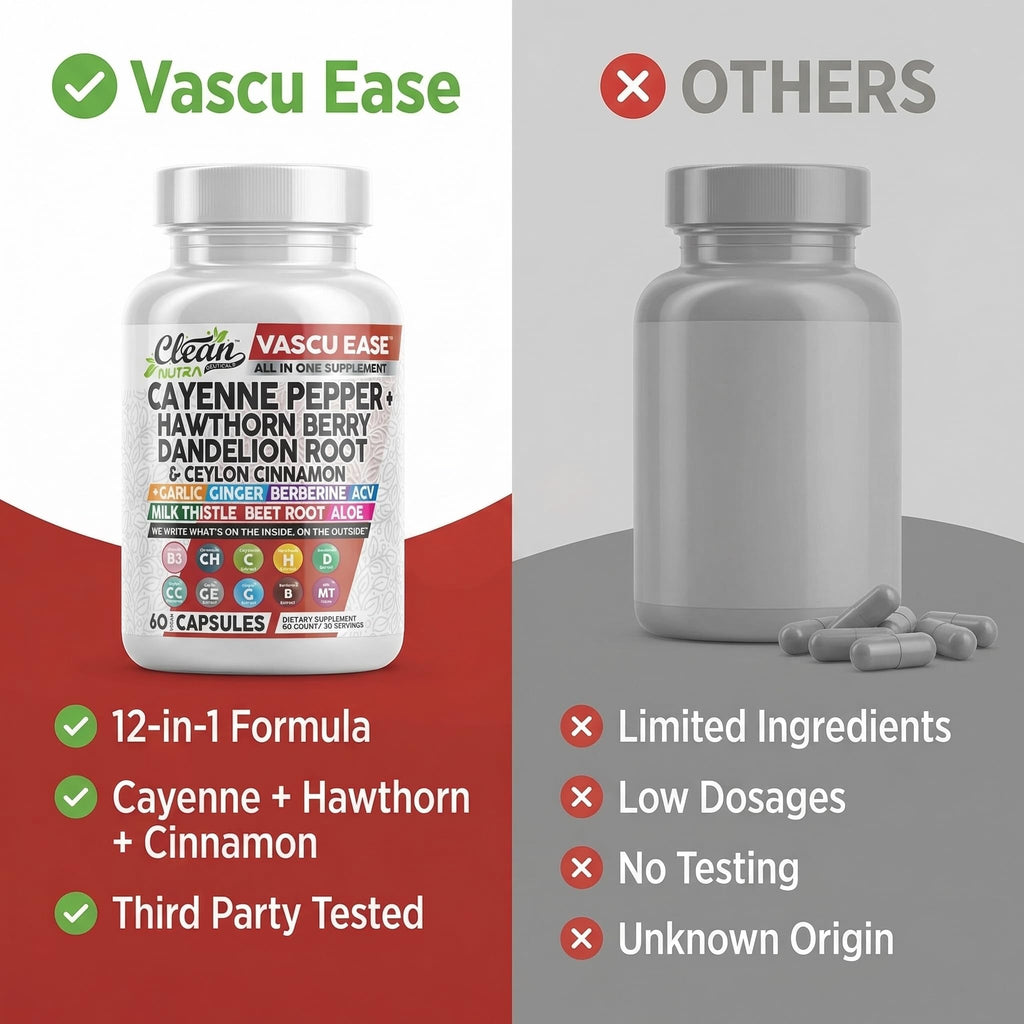 Clean Nutra Cayenne Pepper Capsules Supplement with Hawthorn Berry, Dandelion Root, Ceylon Cinnamon, Garlic, Ginger, Berberine, Apple Cider Vinegar, Milk Thistle, Beet Root, Aloe Vera Pills & More Clean Nutraceuticals buy supplements Au