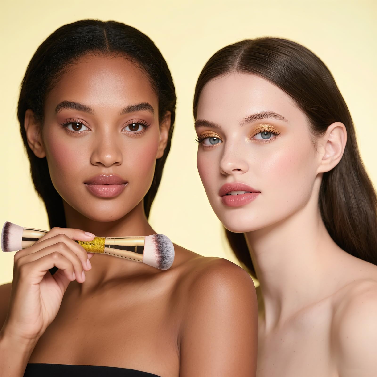 DUcare Dual End Foundation Contour Bronzer Brush, Gold Glitter Handle Double Ended Professional Face Makeup Tool for Liquid Cream Powder DUcareBuy Supplements Australia