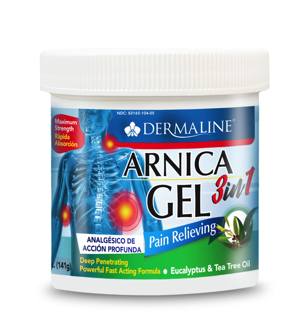 DERMALINE Arnica 3 in 1 Gel, Eucalyptus, Tea Tree Oil, Vitamin E - Fast Acting and Absorbing, Pain Relief DERMALINEBuy Supplements Australia