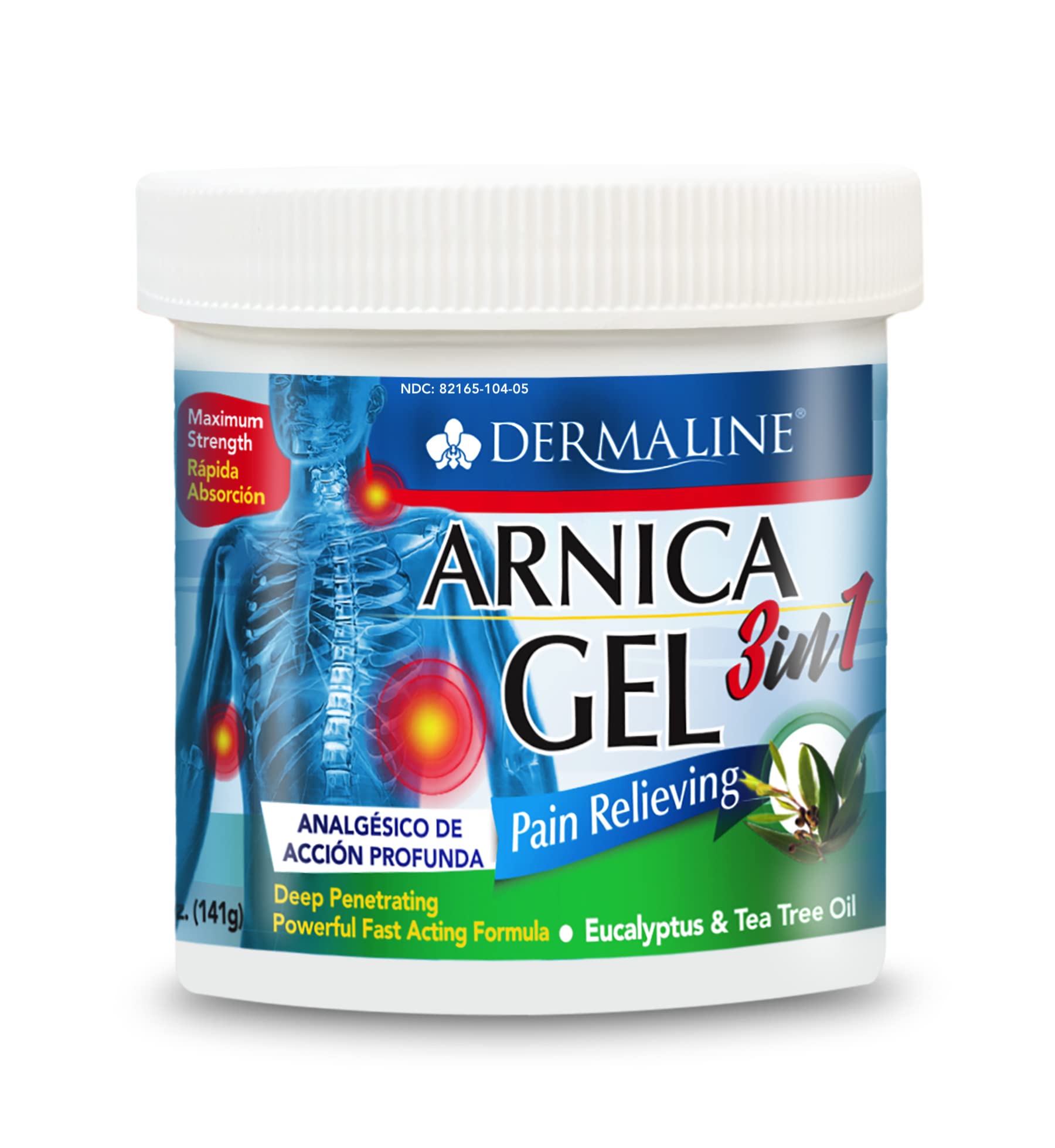 DERMALINE Arnica 3 in 1 Gel, Eucalyptus, Tea Tree Oil, Vitamin E - Fast Acting and Absorbing, Pain Relief DERMALINEBuy Supplements Australia