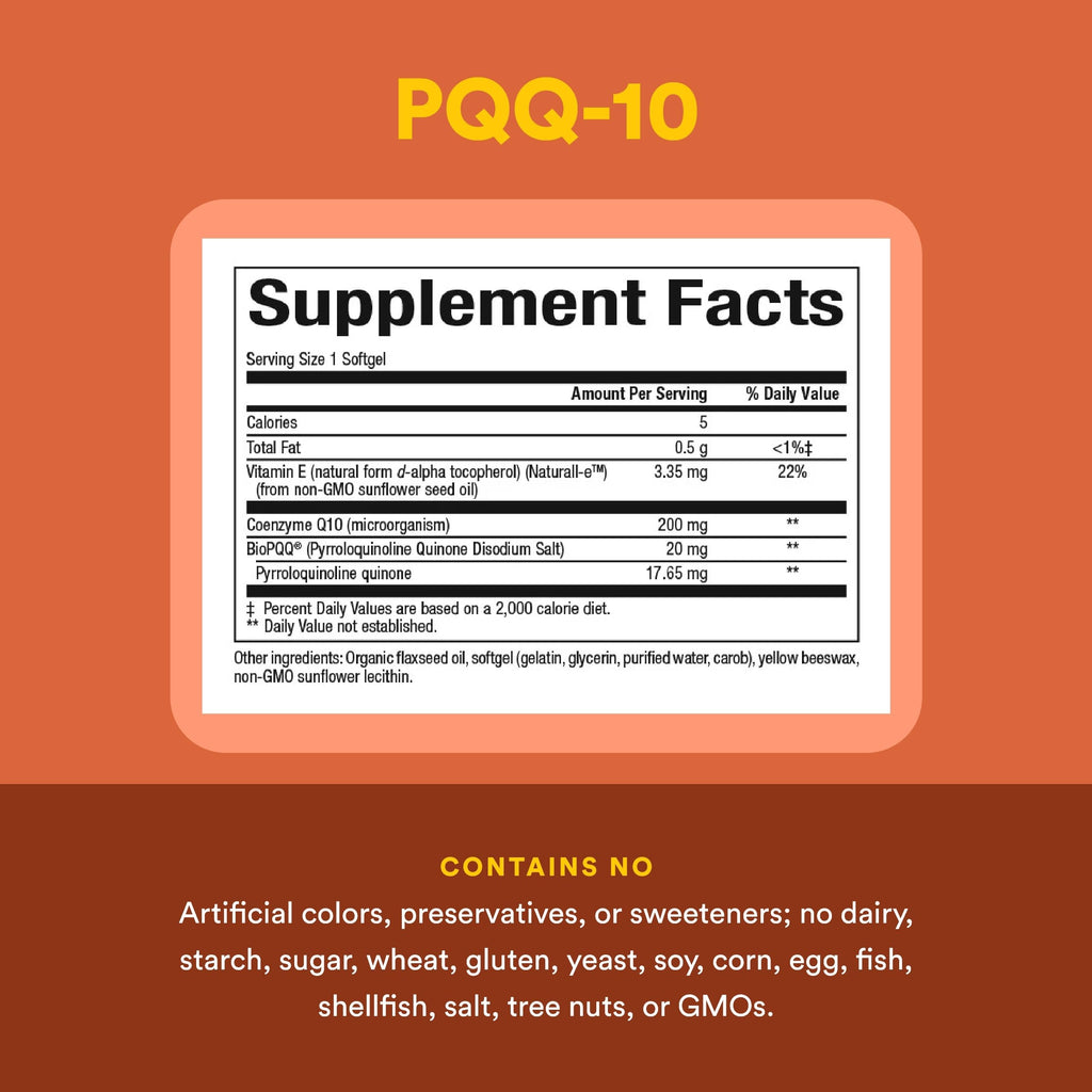 Natural Factors, PQQ-10, Supports Energy and Healthy Aging, Dietary Supplement, 60 softgels (60 servings) Natural FactorsBuy Supplements Australia