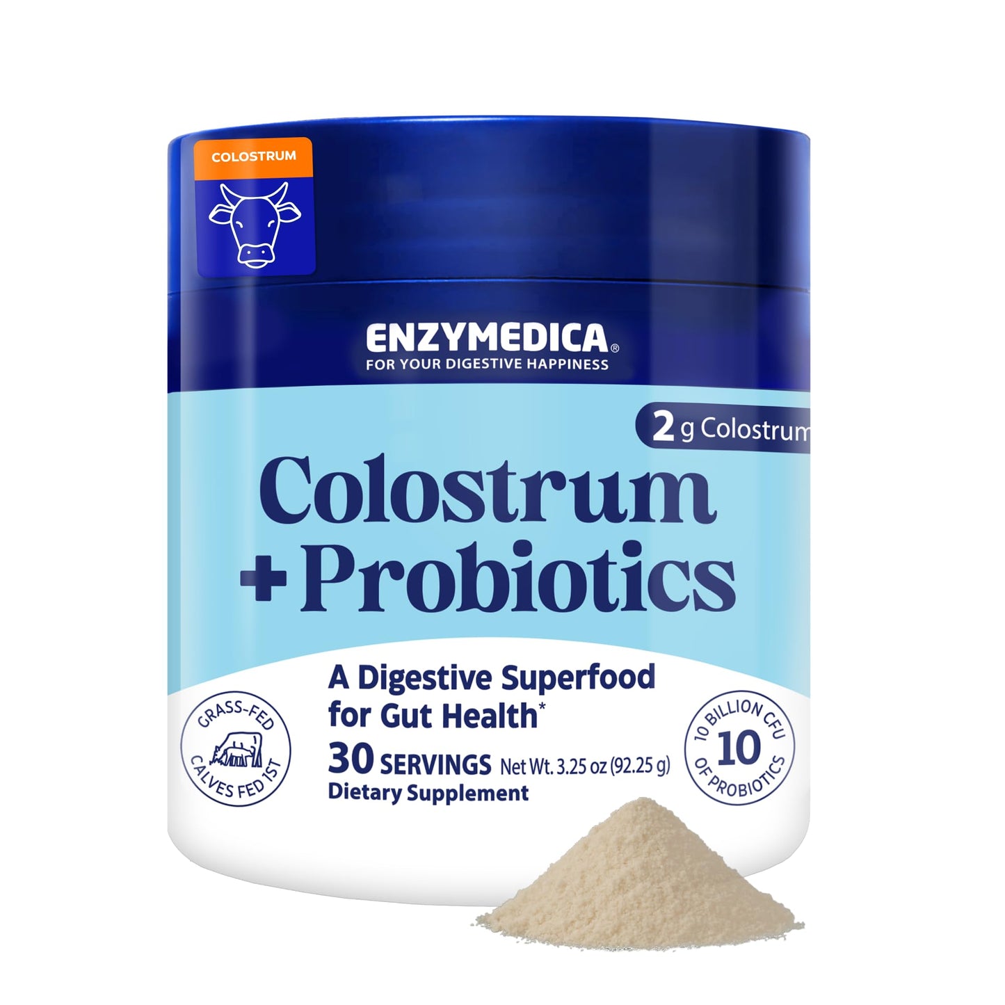 Enzymedica Colostrum + Probiotics Powder Supplement - Grass Fed Bovine Colostrum for Women & Men, Peptide & Lactoferrin Support, Promotes Hair, Skin, Nails, Immune & Gut Health, Gluten Free - 3.25 oz EnzymedicaBuy Supplements Australia
