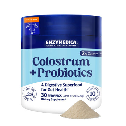 Enzymedica Colostrum + Probiotics Powder Supplement - Grass Fed Bovine Colostrum for Women & Men, Peptide & Lactoferrin Support, Promotes Hair, Skin, Nails, Immune & Gut Health, Gluten Free - 3.25 oz EnzymedicaBuy Supplements Australia