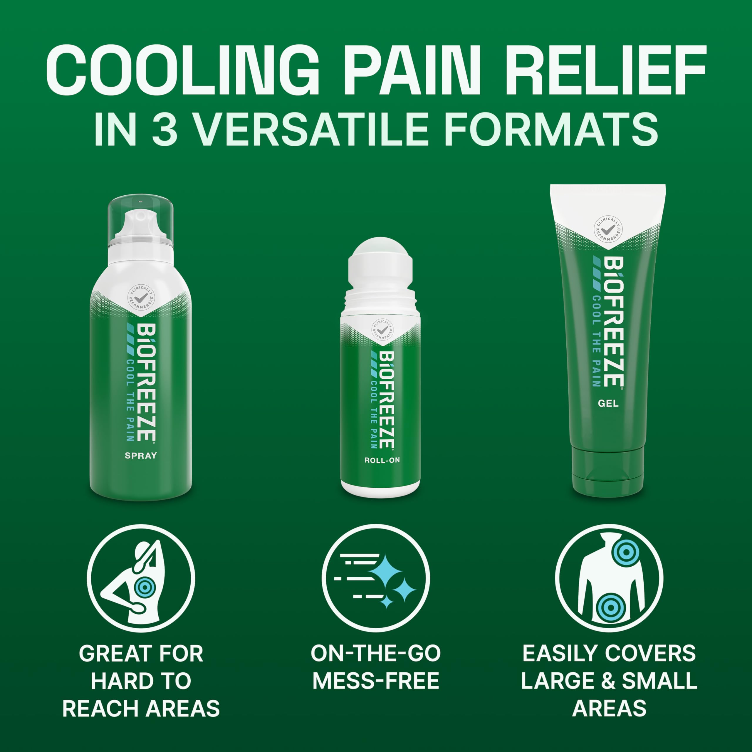 Biofreeze Spray, Gel, & Roll-On Pain Relief Variety Pack, Muscle Pain Relief, Arthritis Pain Reliver, Neck Pain Relief, Cooling Menthol Joint Pain Relief, 3 Fl Oz Spray, 3 Fl Oz Gel, 2.5 Fl Oz Roll On BiofreezeBuy Supplements Australia
