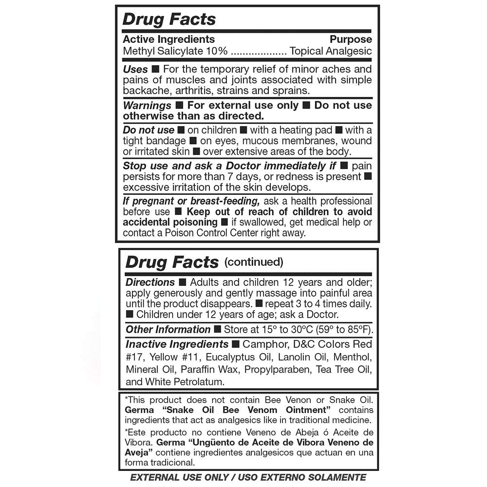 Aceite de Vibora con Veneno de Aveja 3 oz. GermaBuy Supplements Australia