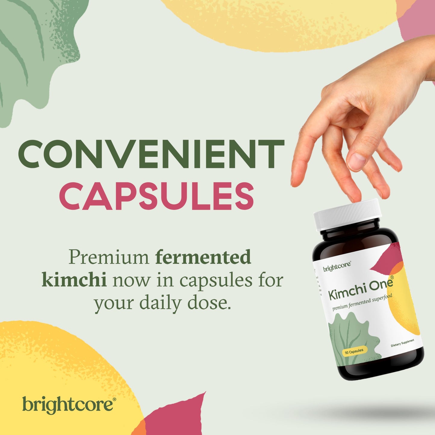 Brightcore Nutrition - Kimchi One, Kimchi Powder Capsules, Probiotics, Enzymes, & Antioxidant Supplement, Premium Gut Health Superfood
