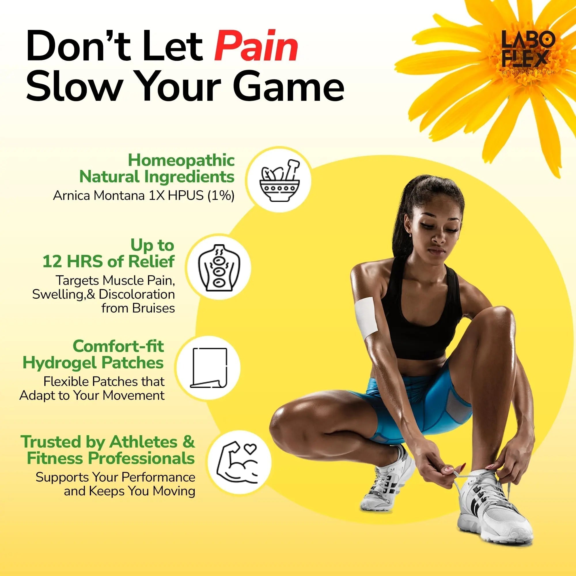 LABOFLEX Arnipatch Natural Arnica Pain Relief Hydrogel Patches – Long Lasting Relief for Muscle Soreness, Swelling, Inflammation, Stiffness & Injury on Back, Knee & Neck (Box, 10, Count) LABOFLEXBuy Supplements Australia