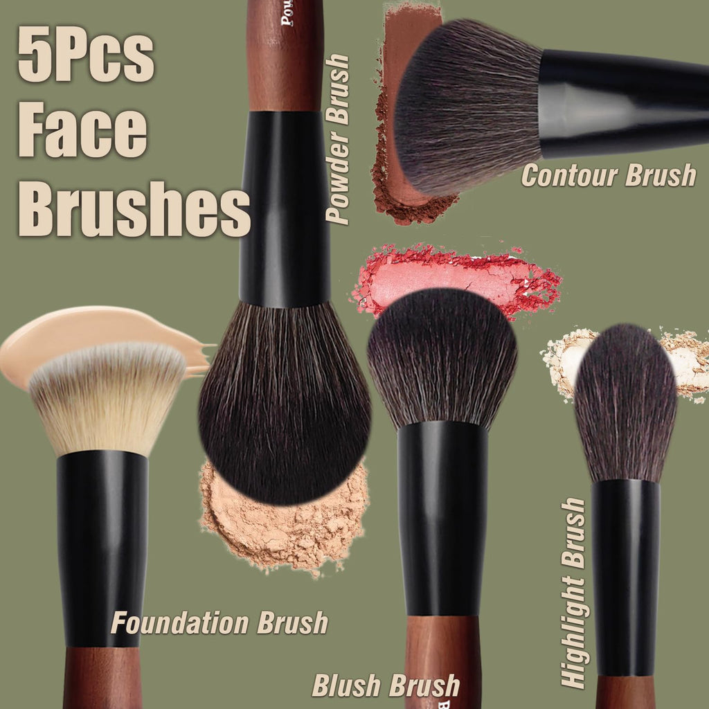 Makeup Brushes 16 Pcs Makeup Brush Set Professional, Wood Handle Travel Make Up Brushes Set with Case, Premium Cruelty-Free Synthetic Fiber Hair Makeup Brush Kit with Holder ZylsniceBuy Supplements Australia