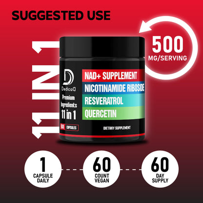 DEDICAD 11in1 NAD Supplement with Nicotinamide Riboside, Quercetin, Resveratrol and 8 More - 2 Month Supply DEDICAD buy supplements Au
