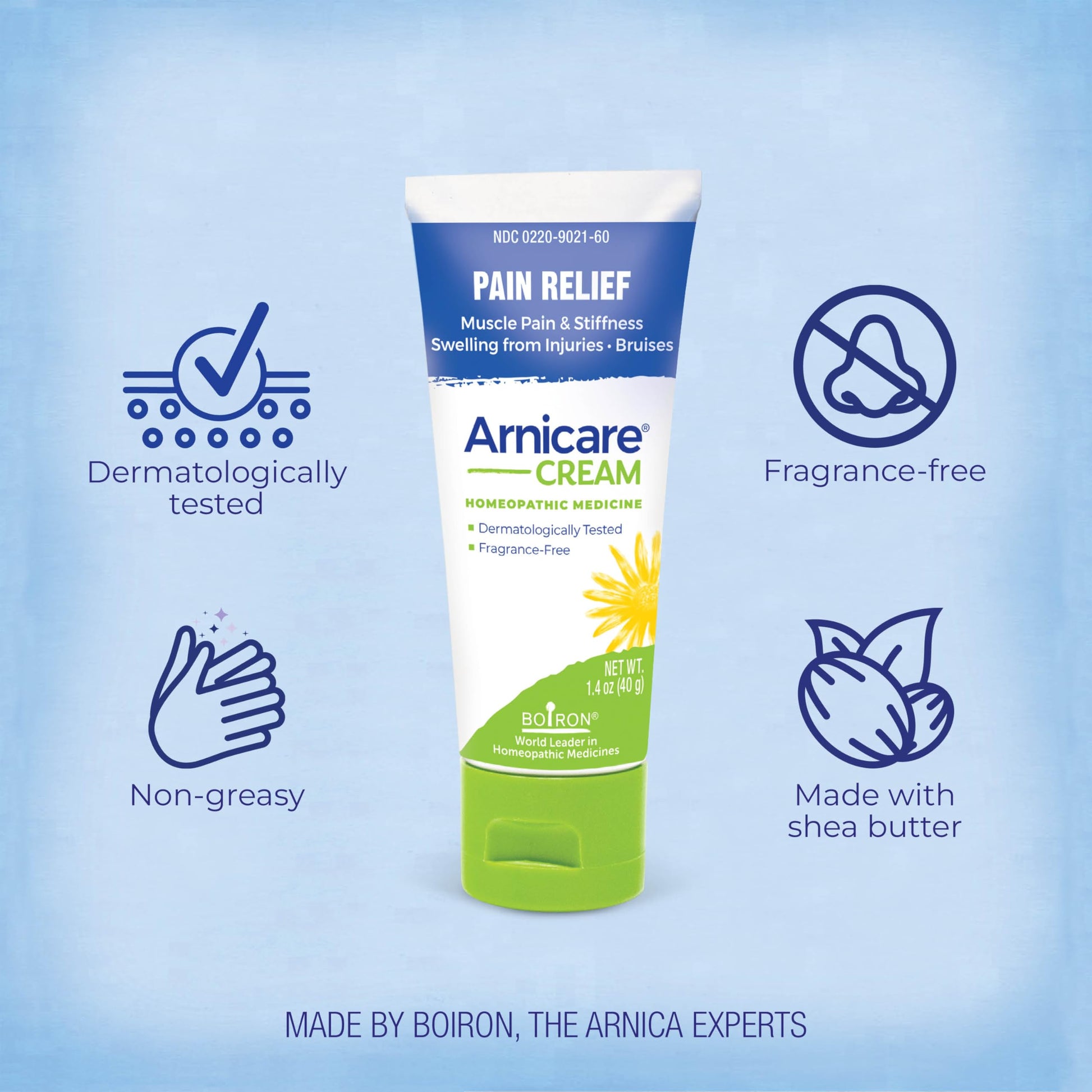 Boiron Arnicare Cream for Relief for Joint Pain, Muscle Pain, Muscle Soreness, and Swelling from Bruises or Injury - Fast Absorbing and Fragrance-Free - 1.3 oz BoironBuy Supplements Australia
