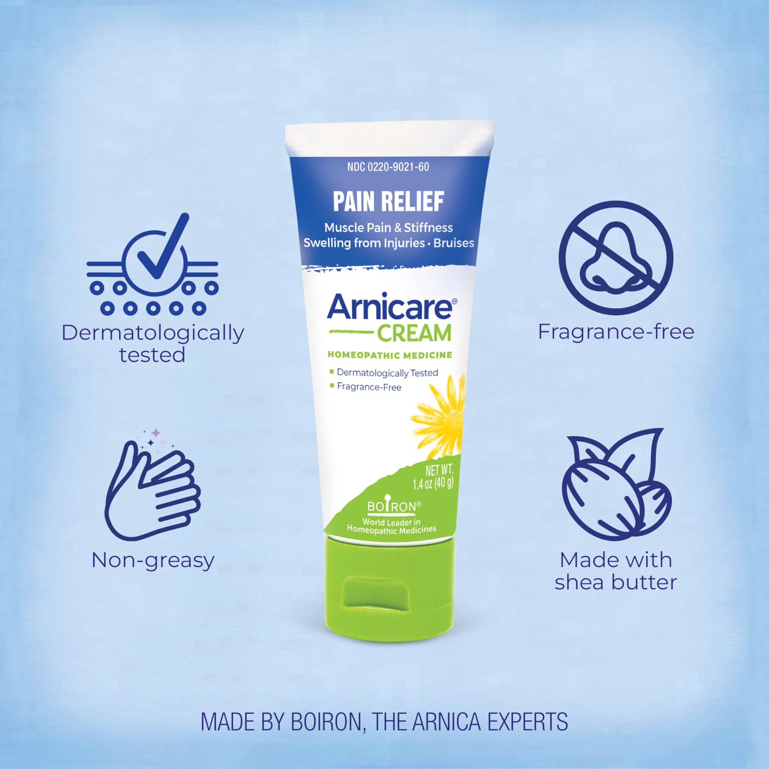 Boiron Arnicare Cream for Relief for Joint Pain, Muscle Pain, Muscle Soreness, and Swelling from Bruises or Injury - Fast Absorbing and Fragrance-Free - 1.3 oz BoironBuy Supplements Australia