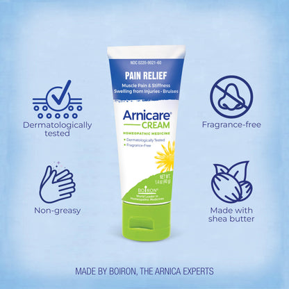 Boiron Arnicare Cream for Relief for Joint Pain, Muscle Pain, Muscle Soreness, and Swelling from Bruises or Injury - Fast Absorbing and Fragrance-Free - 1.3 oz BoironBuy Supplements Australia