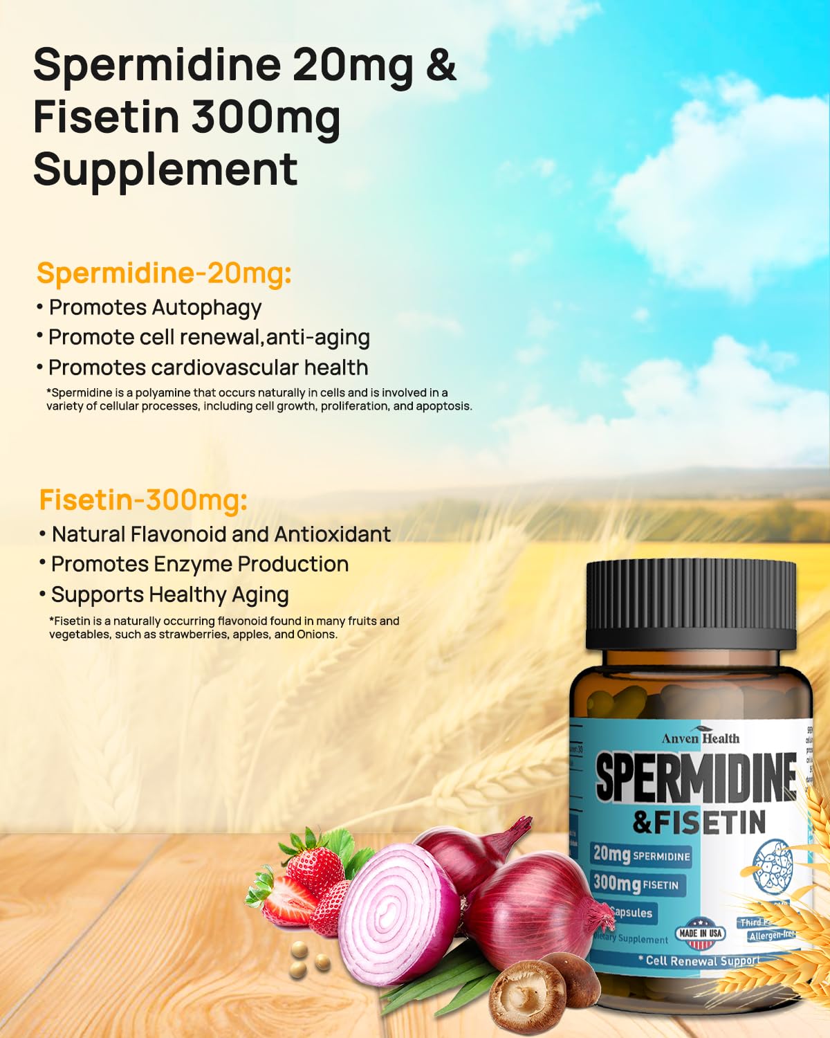 Spermidine 20mg + Fisetin 300mg + Akkermansia for Women丨Cellular Renewal, Metabolic & Gut Health Anven Health buy supplements Au