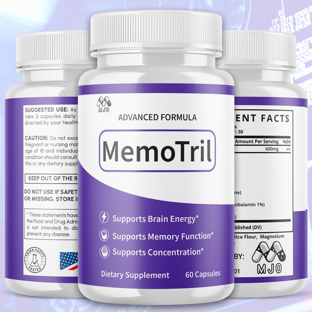 (3 Pack) Memotril Capsules, Official Memo Tril Supplement Pills with All Natural Ingredients, Advanced Memotril for Brain Health & Wellness Support with Premium Vitamins for Women & Men (180 Capsules) MJO buy supplements Au