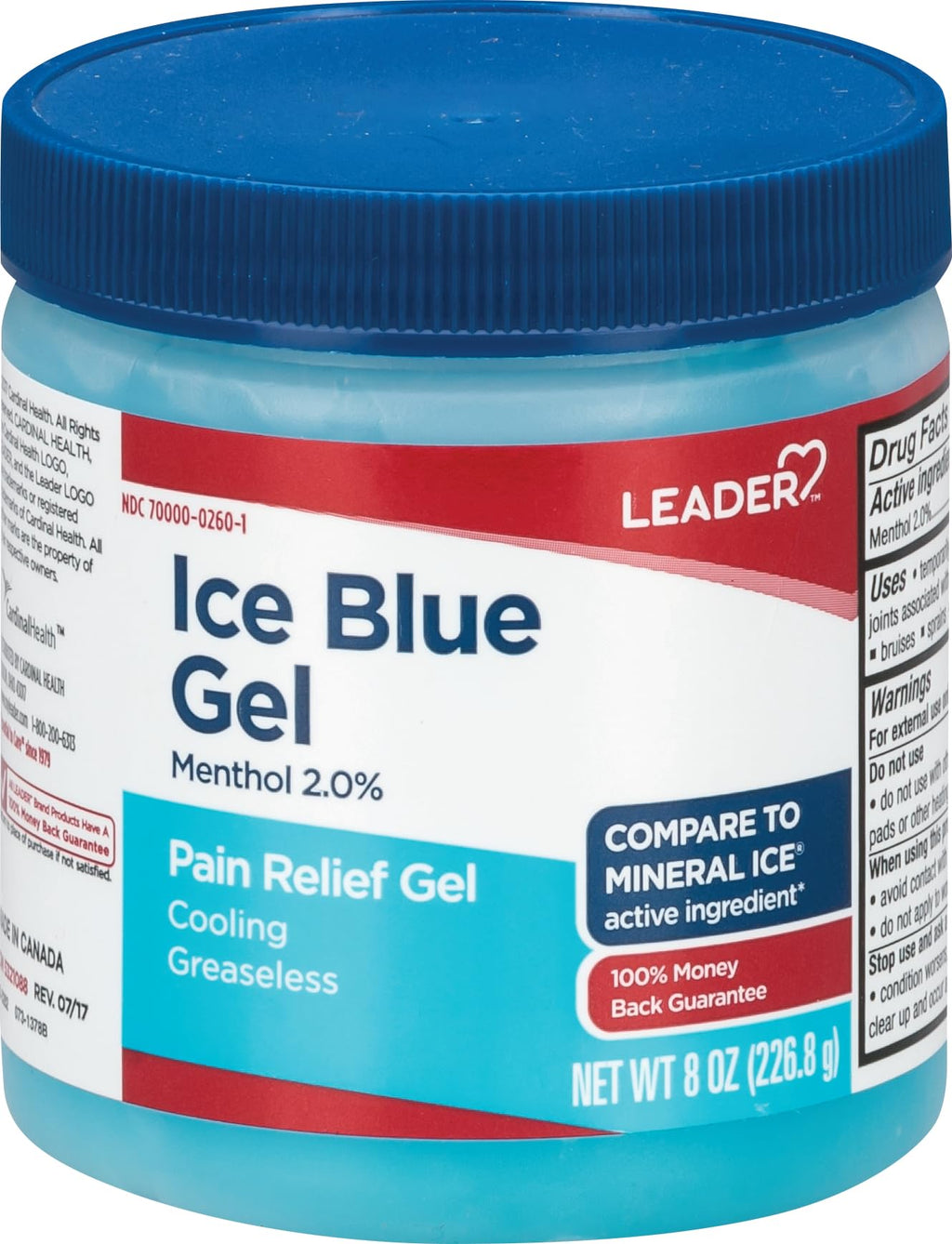 Leader Mineral Ice Blue Gel, Menthol 2%, Pain Relief Gel, Topical Analgesic, for Muscle Pain, Backache, Arthritis & Sport Injuries, for Adults and Kids 2+, Compare to Mineral Ice, 8 oz LeaderBuy Supplements Australia