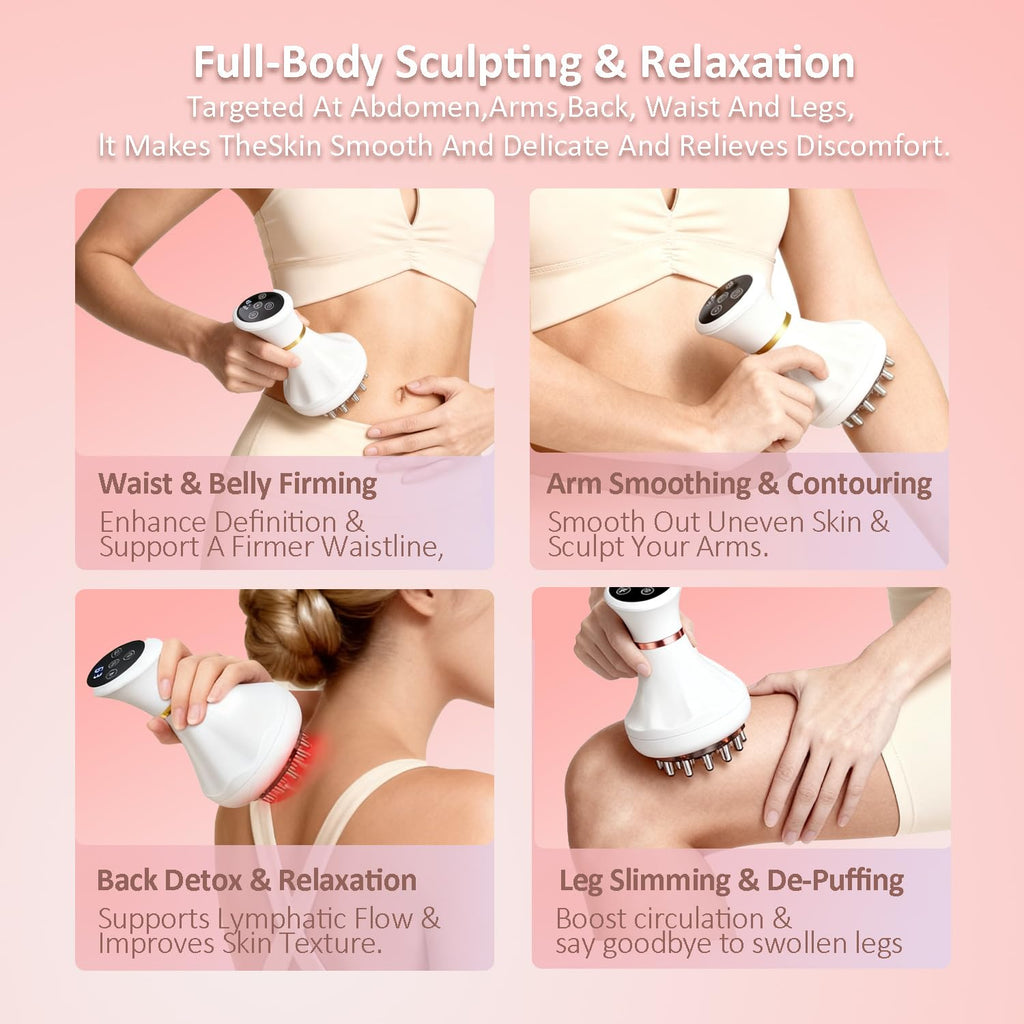 Lymphatic Drainage Massager & Anti Cellulite Massage Tool Helps Reduce Stretch Marks & Cellulite, Body Sculpting Machine For Legs, Arms & Belly with Microcurrent, Light, Heat & Vibration，With Body Oil FASCITONE buy supplements Au