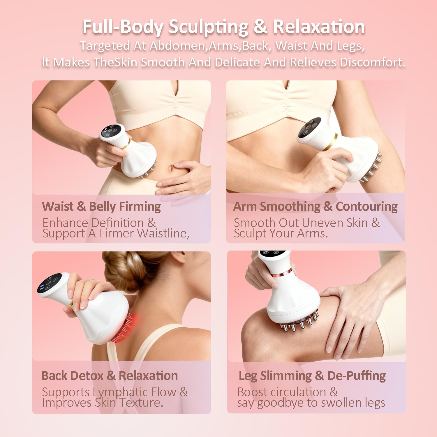 Lymphatic Drainage Massager & Anti Cellulite Massage Tool Helps Reduce Stretch Marks & Cellulite, Body Sculpting Machine For Legs, Arms & Belly with Microcurrent, Light, Heat & Vibration，With Body Oil FASCITONE buy supplements Au