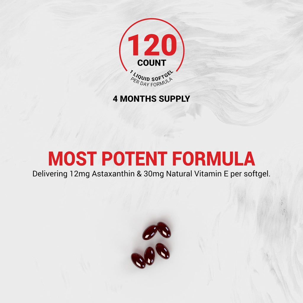 Naturalis New Zealand Astaxanthin (12mg) | Enhanced with Natural Vitamin E | Non-GMO, Soy & Gluten Free | 120 Softgels (4 Month Supply) NaturalisBuy Supplements Australia