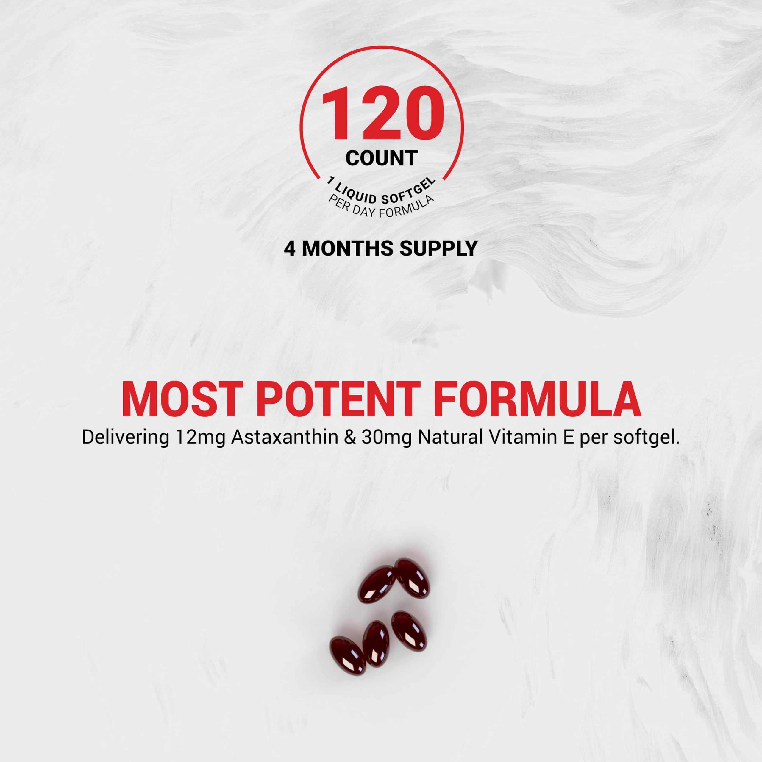 Naturalis New Zealand Astaxanthin (12mg) | Enhanced with Natural Vitamin E | Non-GMO, Soy & Gluten Free | 120 Softgels (4 Month Supply) NaturalisBuy Supplements Australia