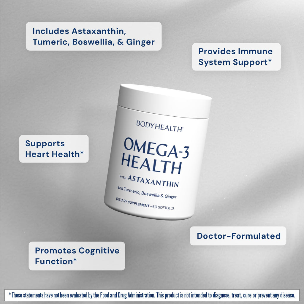 BodyHealth Omega 3 Health, Fish Oil Supplement for Women and Men, Heart and Brain Health, Fish Oil Pills, Fatty Acid Supplements, Omega 3 Vitamins - 60 Soft Gels BodyHealthBuy Supplements Australia