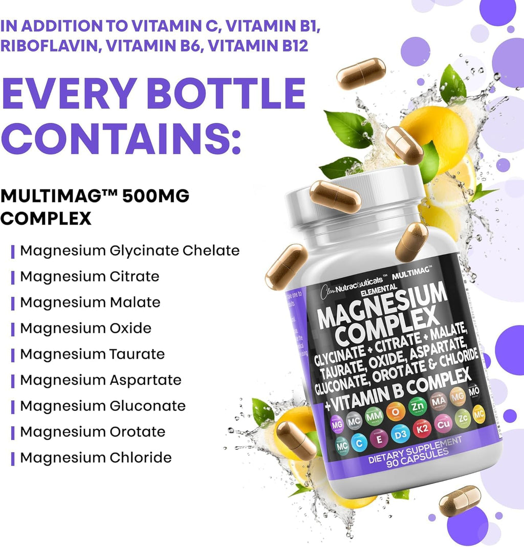 Clean Nutraceuticals Magnesium Complex with Magnesium Glycinate Citrate Malate Oxide Taurate Aspartate Orotate & Mag Chloride, Zinc Copper Manganese (90 Count (Pack of 2)) Clean Nutraceuticals buy supplements Au