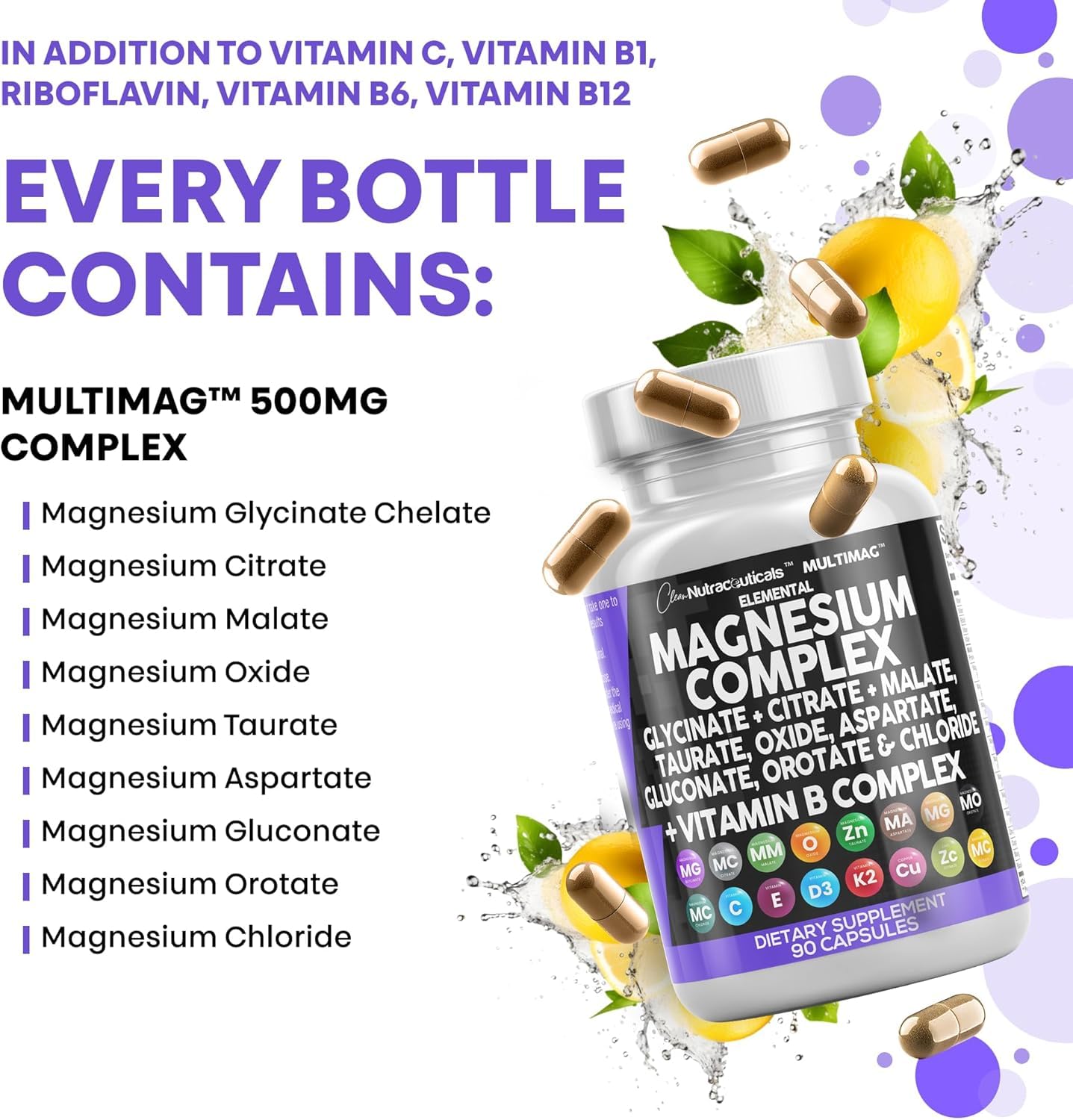 Clean Nutraceuticals Magnesium Complex with Magnesium Glycinate Citrate Malate Oxide Taurate Aspartate Orotate & Mag Chloride, Zinc Copper Manganese (90 Count (Pack of 2)) Clean Nutraceuticals buy supplements Au