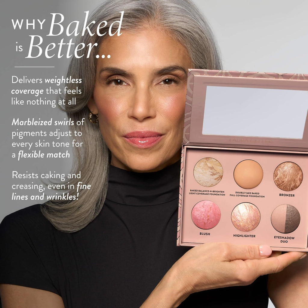 LAURA GELLER Baked Icons Complete Full Face Palette, Light | All-in-One Makeup Palette with Baked Foundations, Blush, Bronzer, Highlighter, Eyeshadows | Coverage for Mature Skin | Travel-Friendly LAURA GELLER NEW YORK buy supplements Au