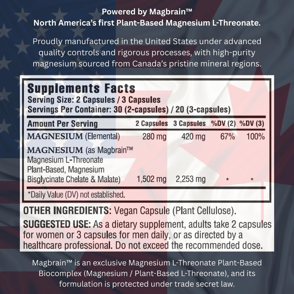 Kappa Nutrition Powered by Magbrain™ Magnesium L-Threonate Plant-Based, 60 Vegan Capsules, 420mg Elemental Magnesium (3 Capsules) from 2,253mg, Brain, Sleep & Muscle Support. KAPPA NUTRITIONBuy Supplements Australia