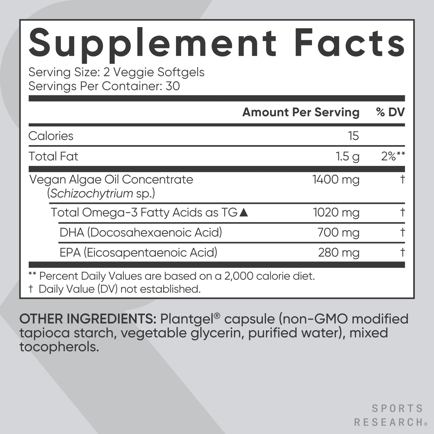 Sports Research Vegan Omega-3 Fish Oil Alternative from Algae Oil - Highest Levels of Vegan DHA & EPA Fatty Acids | Non-GMO Tested & Vegan Certified - 60 Veggie Softgels (Carrageenan Free) Sports Research buy supplements Au