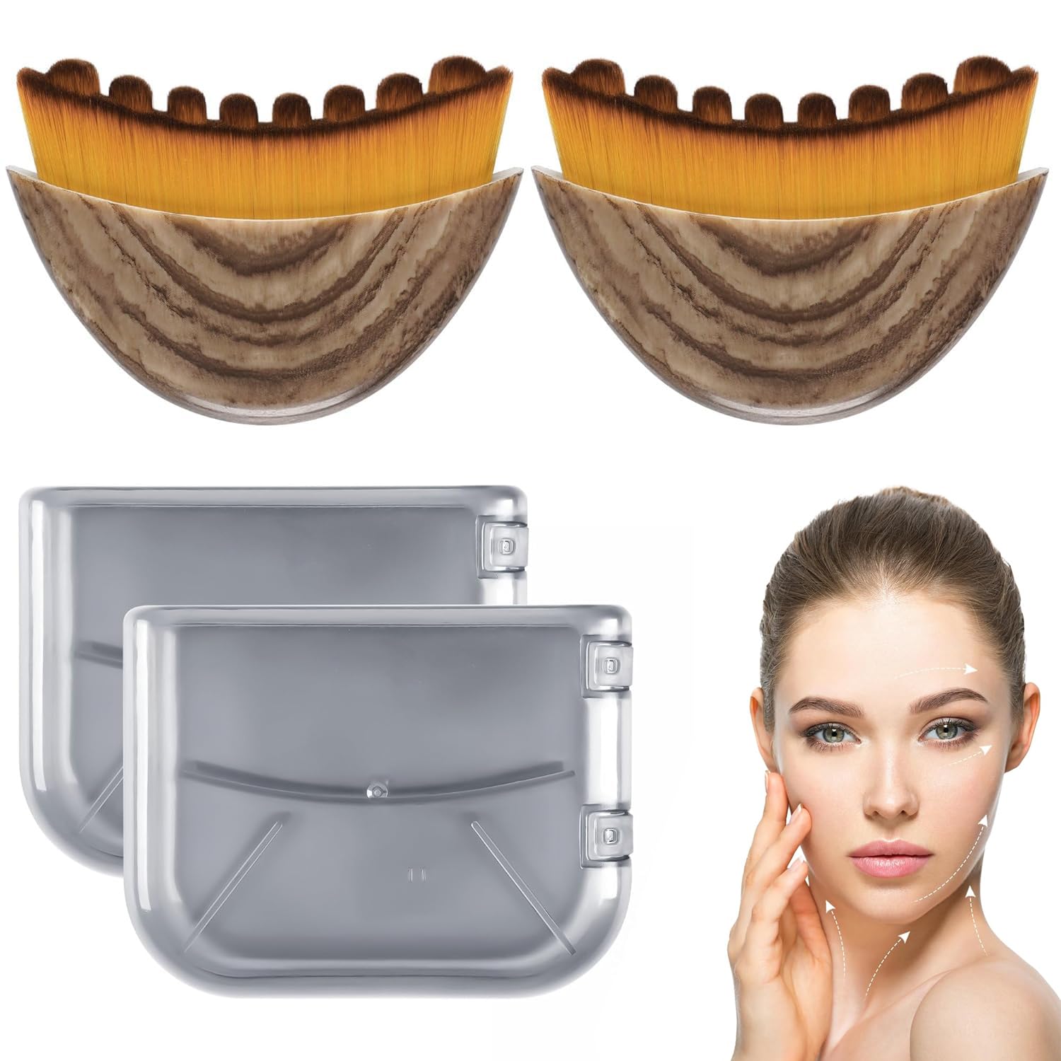 JBSZTH 2-Pack Lymphatic Contour Face Brush, Lymphatic Drainage & Contour Face Massage Brush Set for Gua Sha, Puffiness Reduction, Glowing Skin, Gentle Daily Facial and Body Massage Tool JBSZTH buy supplements Au